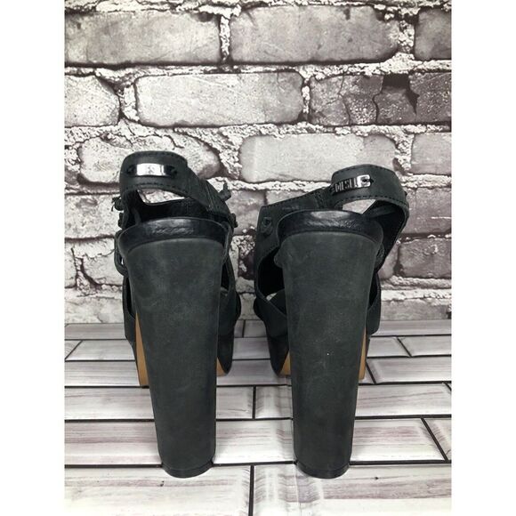 Diesel Kaboom Tulley Black Leather High Heel Platform Nubuck Sandals Women Sz 38 - Picture 6 of 16
